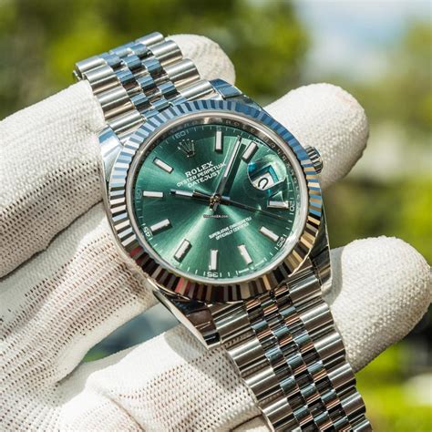 gold rolex datejust green dial|Rolex Datejust 41mm mint green.